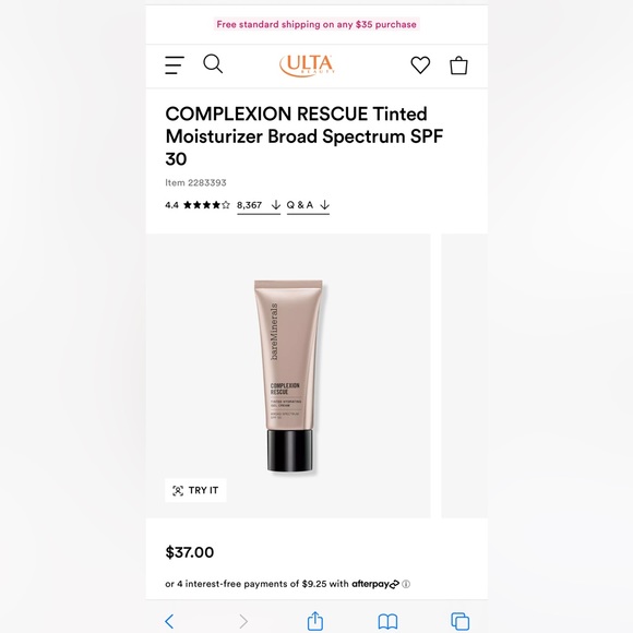 Brand new sealed bare minerals complexion rescue tinted hydrating gel cream - Picture 5 of 5